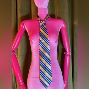 Paul Fredrick Navy and Gold Striped Tie